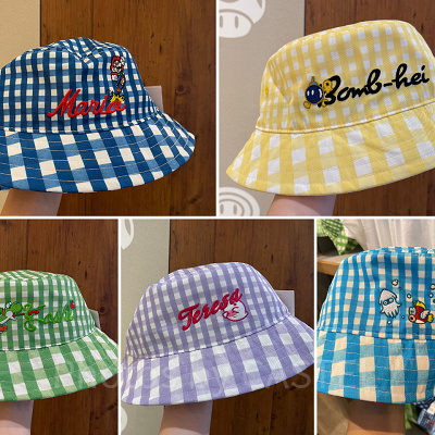 マリオキャラクターのギンガムチェック柄バケットハット
