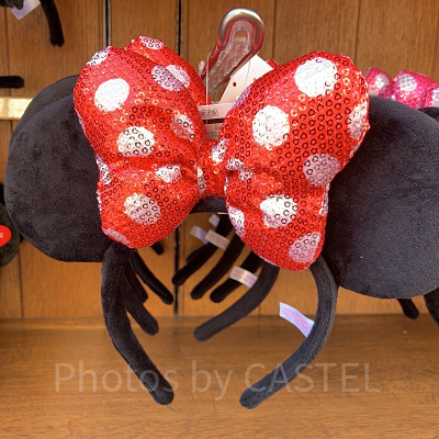 ミニーリボンスパンコールカチューシャ（レッド）