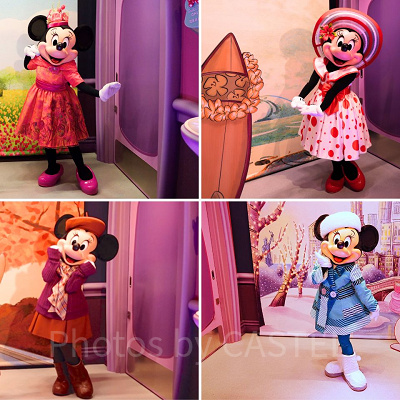 シーズンごとのミニーちゃんの衣装　どれもオシャレで可愛いですね