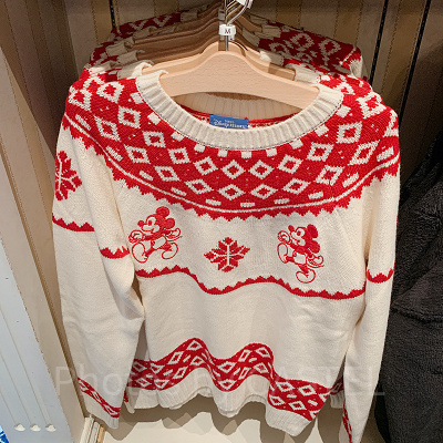 ノルディック風セーター(ホワイト×レッド)