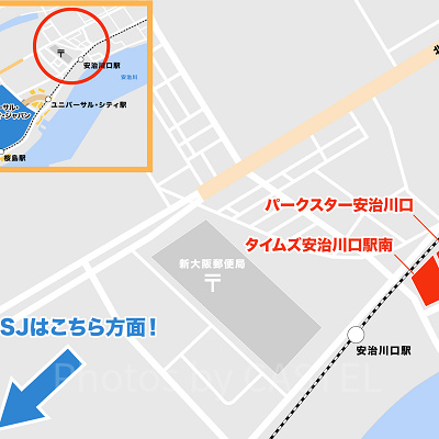 安治川口駅南側の駐車場MAP