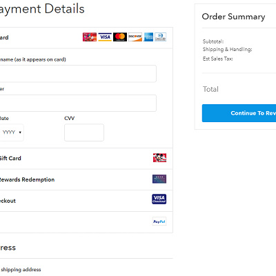 支払い方法の選択と請求先の住所確認画面
