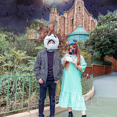 ホワイト×ブラックでサリーとジャックのカップルコーデ