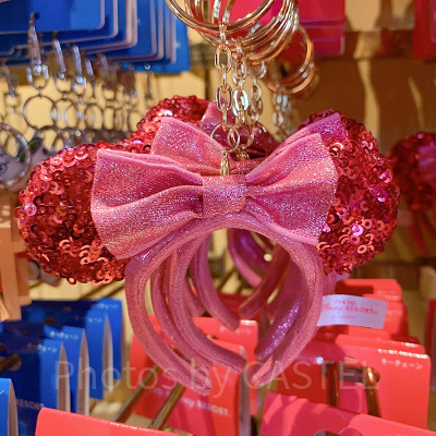 スパンコールカチューシャキーチェーン（ピンク）