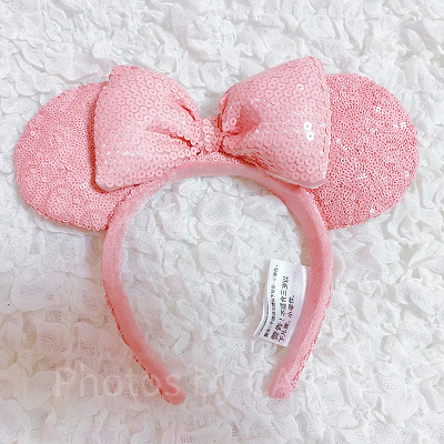 スパンコールカチューシャ　薄ピンク