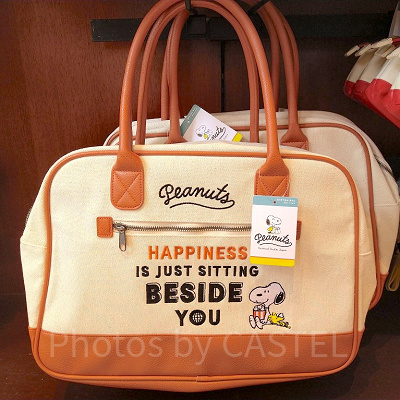 スヌーピーのブラウンカラーボストンバッグ