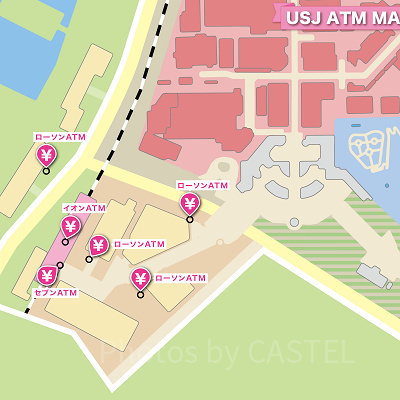 USJのATMの場所MAP：シティウォーク・駅周辺