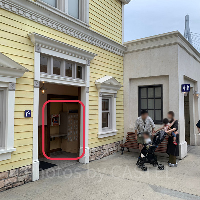 USJモバイルバッテリーレンタルサービス：ロンバーズ・ランディングのトイレ入口