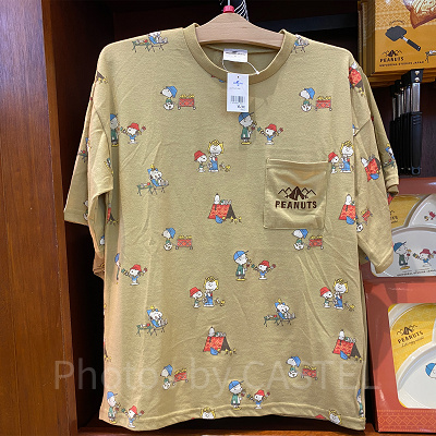 バーベキュー総柄Tシャツ／USJスヌーピーグッズ「Let's enjoy outside!」