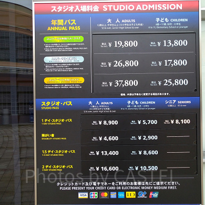 USJのチケット価格表