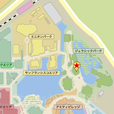 USJの恐竜グッズ専門ショップ：ジュラシック・アウトフィッターズの場所