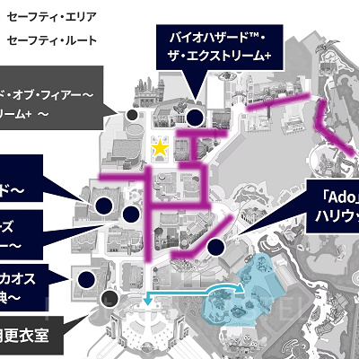 「ハロウィーン・ホラー・ナイト」の開催場所マップ