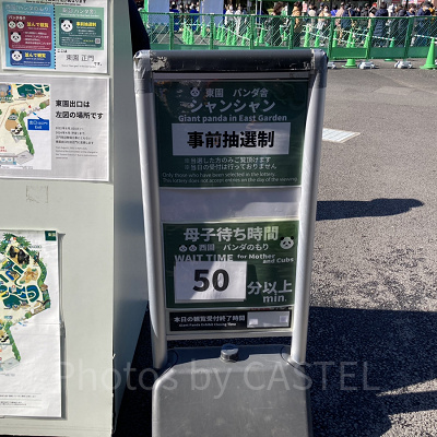 パンダ母子観覧の待ち時間表示／上野動物園