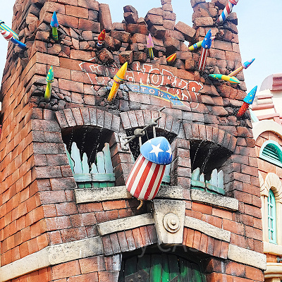 トゥーンタウンの花火工場から水が出ている様子