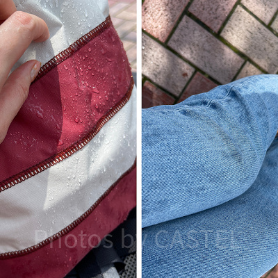 ベイマックスのミッション・クールダウン体験後にバッグと服についた水滴