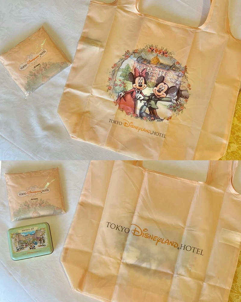 ディズニーホテルの販売用エコバッグとアメニティ無料エコバッグとの