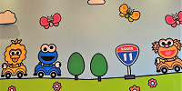 セサミのキャラクターがドライブ（ワンダーランドの壁画）| キャステル | CASTEL ディズニー情報