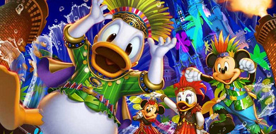 最新 ドナルドのホット ジャングル サマーお土産グッズ ショー情報 夜の城前