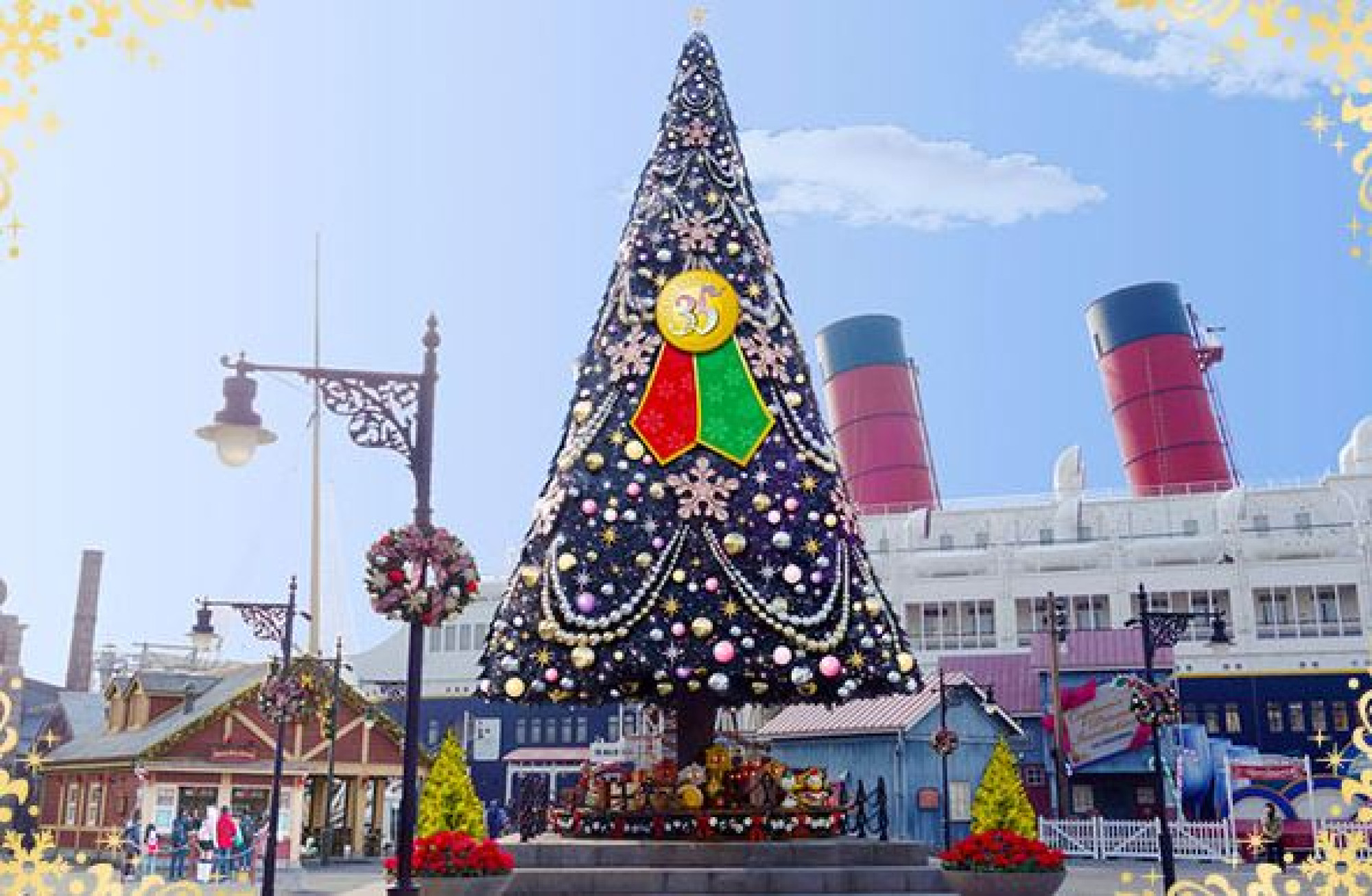 S S コロンビア号 前のクリスマスツリー キャステル Castel ディズニー情報