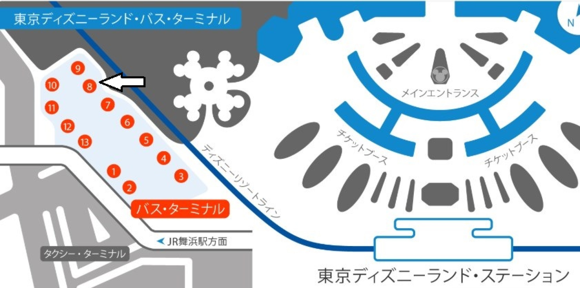 ディズニーランド発 羽田 成田空港行きのバスは8番乗り場 キャステル Castel ディズニー情報