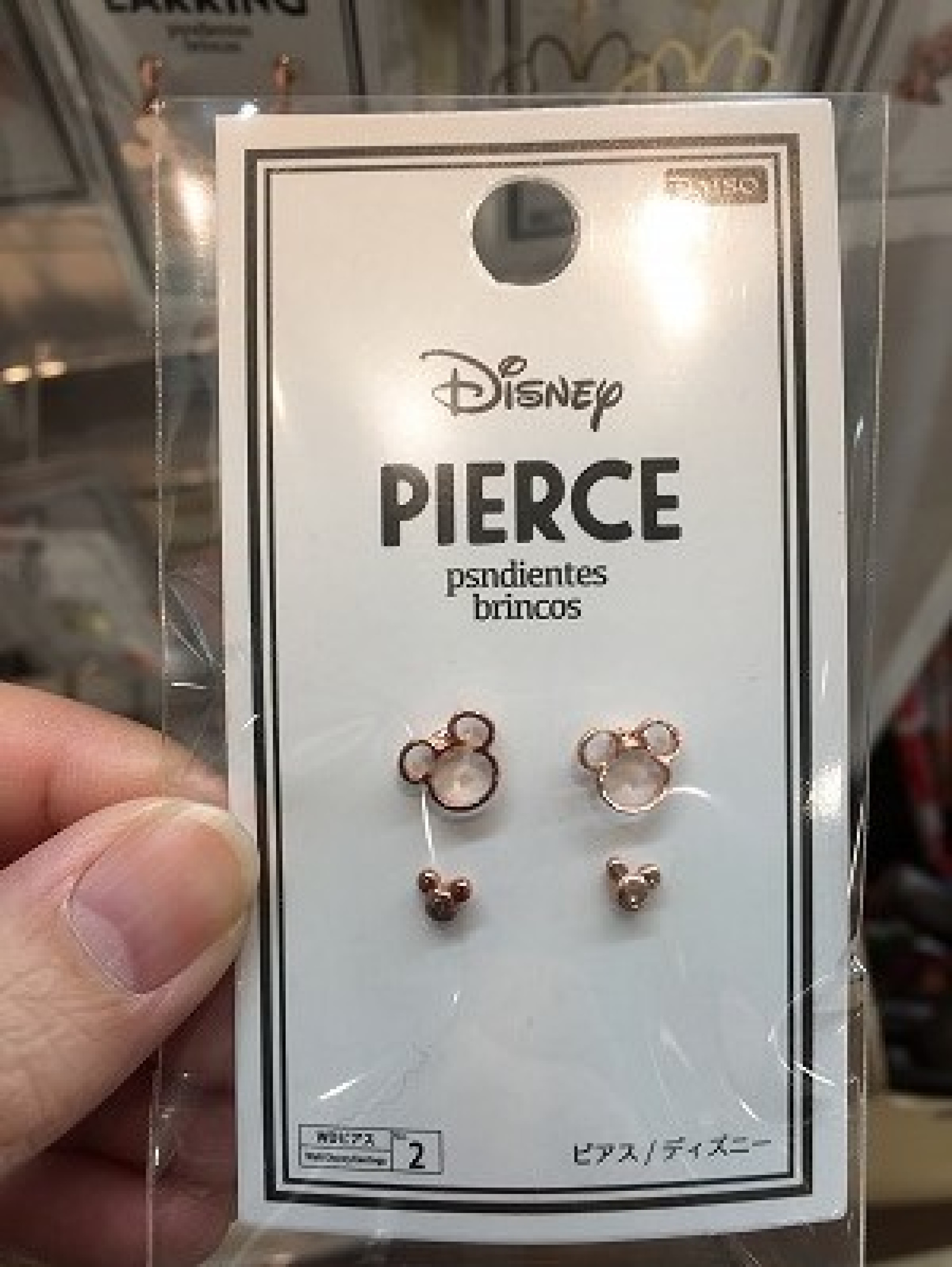 ミッキーシェイプピアス ピンク キャステル Castel ディズニー情報