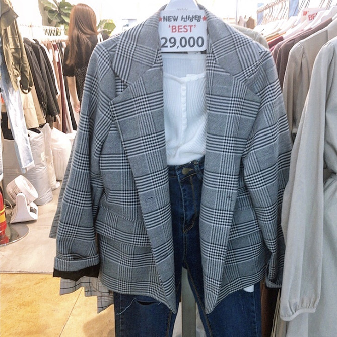 グレンチェックアウター