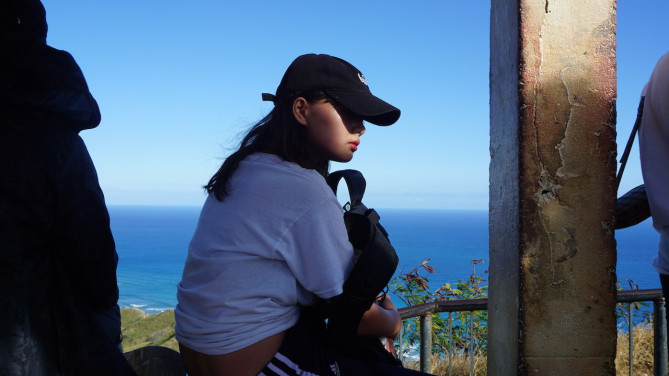 ダイヤモンドヘッド頂上での写真・オリジナル画像