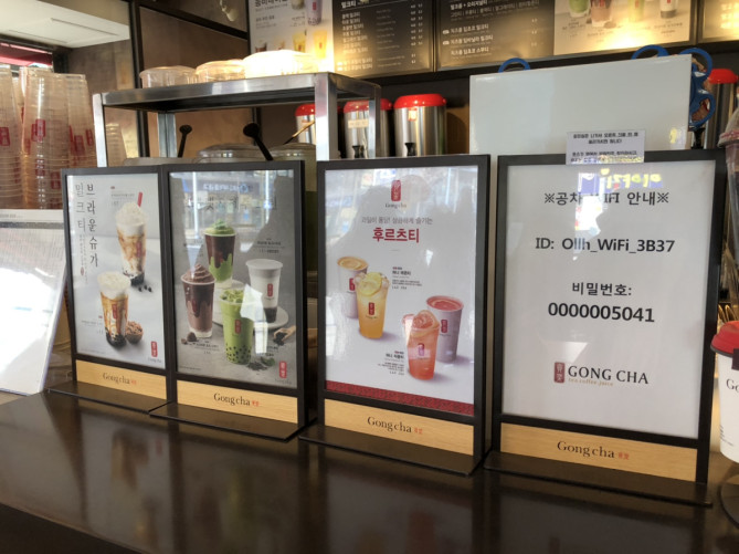 韓国ゴンチャのレジカウンターの様子